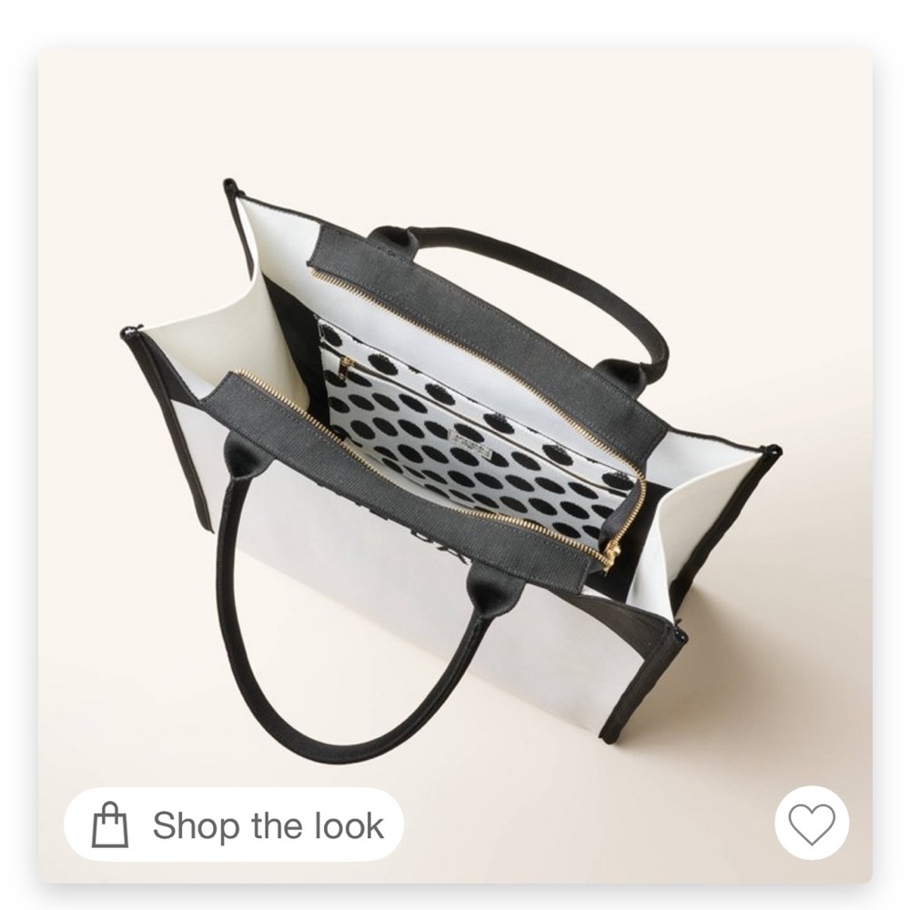 Kate Spade x Target Collab Black and White Tote with “It’s in the bag” text - Picture 3 of 4